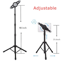 Load image into Gallery viewer, Ipad Tripod Stand 7.9&quot;-12&quot;, Tablet Tripod Stand with Bluetooth Remote Control, Tablet Floor Stand, Ipad Floor Stand, Adjustable Tablet Tripod Stand, Height Adjustable,360° rotatable