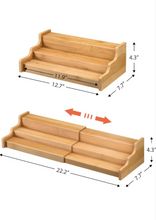 Load image into Gallery viewer, Spice Rack Kitchen Cabinet Organizer- 3 Tier Bamboo Expandable Display Shelf Yellow