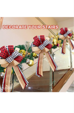 Load image into Gallery viewer, Christmas 6 Tree Topper Bows  Plaid Christmas Tree Decorations and Ornaments, Red Plaid Bow and Lengthened Ribbon Xmas Indoors Home Decor, Handmade.