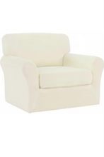 Load image into Gallery viewer, Easy-Going 2 Pieces Fleece Stretch Chair Sofa Slipcover Washable Sofa Couch Cover, Spandex Soft Fitted Furniture Protector, Kids, Pet, Dog (Chair, Ivory)