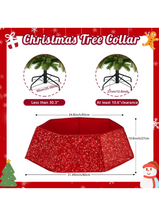 Load image into Gallery viewer, Christmas Sequin Tree Collar Red: 31.5 Inch Large Glitter Velvet Christmas Tree Ring - Hearth and Home Christmas Eve Tree Decor