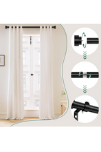 Load image into Gallery viewer, HEI! DEAR Black Curtain Rods 72 to 144 Inch(6-12FT),1 Inch Long Curtain Rod,Adjustable Heavy Duty Curtain Rods,Modern Decorative Drapery Rods,Telescoping Window Single Curtain Rod 36-150&quot;,Matte Black