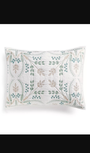 Set of 2 Embroidered Tile 100% Cotton King Sham,