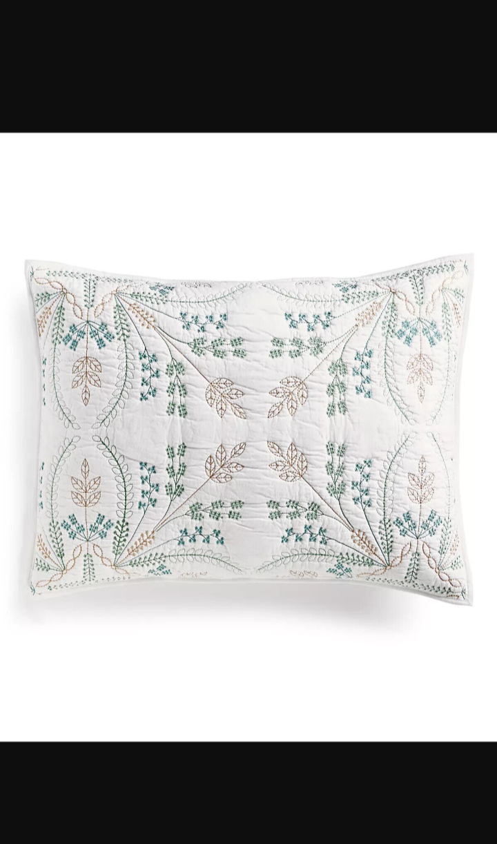 Set of 2 Embroidered Tile 100% Cotton King Sham,