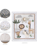 Load image into Gallery viewer, The Peanutshell 4 Piece Organic Cotton Baby Crib Bedding Set for Boys &amp; Girls - Newborn, Infant &amp; Toddler Nursery Bed Set Decor with Two Crib Sheets, Dust Ruffle Comforter - Safari Serenity.