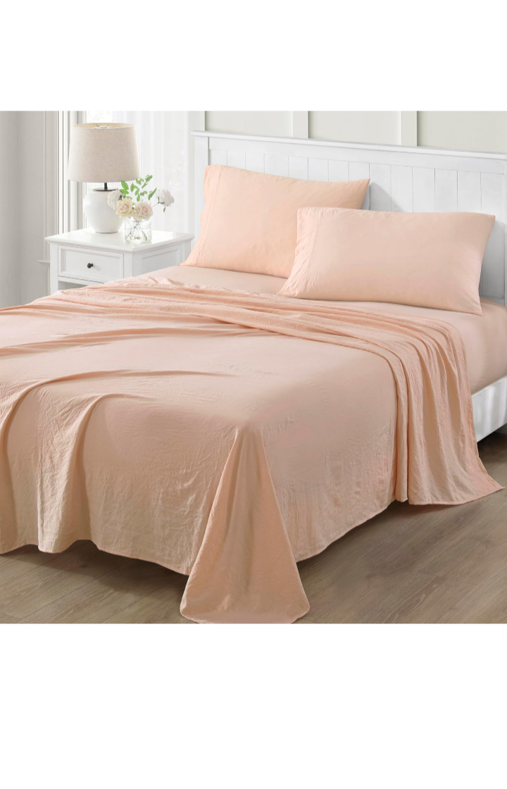 MARTHA STEWART Ultra Soft Brushed and Washed Microfiber 4 Piece Sheet Set, Easy Care, Comfy Bed Sheets with Deep Pocket .