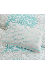 Intelligent Design Senna Comforter Set Twin/Twin XL Size - Aqua Blue/Gray, Damask – 4 Piece Bed Sets – All Season Ultra Soft Microfiber Teen Bedding - Great For Dorm Room and Girls Bedroom.