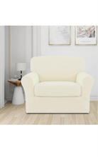 Load image into Gallery viewer, Easy-Going 2 Pieces Fleece Stretch Chair Sofa Slipcover Washable Sofa Couch Cover, Spandex Soft Fitted Furniture Protector, Kids, Pet, Dog (Chair, Ivory)