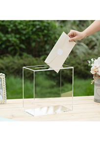 Clear Acrylic Card Box w/Slot, Thick DIY Wedding Box Blank No Print, Large 10x10x5.5 in, for Reception Decoration Fundraiser Money Box Election Ballot Graduation Keepsake Party Favor