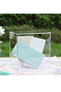 Clear Acrylic Card Box w/Slot, Thick DIY Wedding Box Blank No Print, Large 10x10x5.5 in, for Reception Decoration Fundraiser Money Box Election Ballot Graduation Keepsake Party Favor