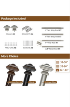 Load image into Gallery viewer, Antique Silver Curtain Rods for Windows 72 to 144 Inches(6-12ft), 1 Inch Long Curtain Rod 32 to 144 Inches, Heavy Duty Decorative Single Drapery Rods, Square End