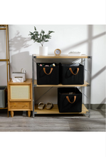 Load image into Gallery viewer, Furnhome 3 sets Black Storage Bins for Closet / Shelves, 2-Pack Large Storage Basket for Organizing with Metal Frame, Flodable organizing baskets for shelves.