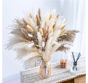 Natural Pampas Grass Mix Bouquet | Dried Pampas Bouquet for Wedding Boho Flowers Home Table Decor Desk Decor, Rustic Farmhouse Decor .