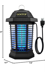 GOOTOP Bug Zapper Outdoor, Mosquito Zapper, Electric Fly Zapper, Mosquito Killer, Fly Traps, 3 Prong Plug, Flying Insects Zapper Indoor Outdoor 90-130V, 4200V, ABS Plastic Outer (Black)