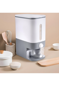 25 Lbs Gray Rice Dispenser, Rice Container with Lid, Rice Storage Container with Measuring Cup.
