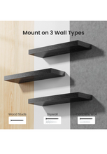 Load image into Gallery viewer, AMADA HOME FURNISHING Floating Shelves Black, Wall Shelves with Invisible Brackets for Bedroom, Bathroom, Living Room, Kitchen, Set of 3 -