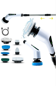 Electric Spin Scrubber, Cordless with 7 Brush Heads, 2 Speeds, Extendable and Detachable Handle for Bathroom, Tile, Grout, Shower & Kitchen Cleaning - Durable ABS Build, Powerful and Lightweight.