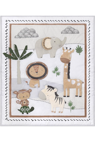 The Peanutshell 4 Piece Organic Cotton Baby Crib Bedding Set for Boys & Girls - Newborn, Infant & Toddler Nursery Bed Set Decor with Two Crib Sheets, Dust Ruffle Comforter - Safari Serenity.
