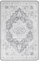 Load image into Gallery viewer, 3X5 Area Rugs Machine Washable Runner Rugs for Living Room Bedroom Hallway, Non Slip Indoor Soft Accent Distressed Boho Vintage Print Lightweight Thin Low Pile Carpet, Grey