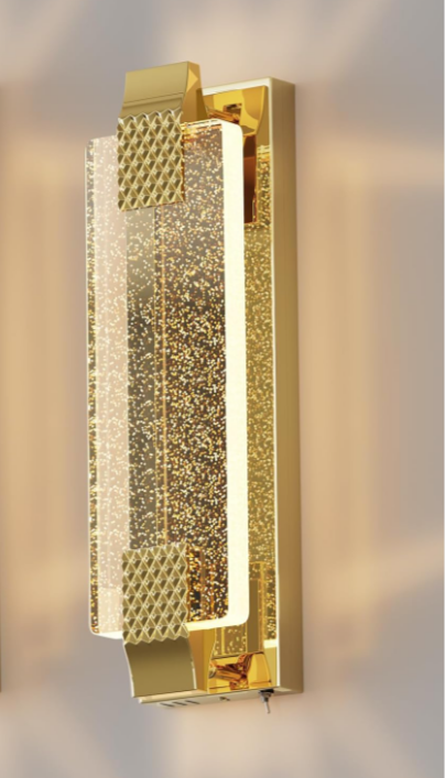 Gold Wall Sconces Set of 1 Hardwired Modern Indoor Sconces Wall Lighting 3000K LED Bubble Glass Lights for Bedroom, Living Room, Hallway,Bathroom，Entrance