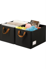 Load image into Gallery viewer, Furnhome 3 sets Black Storage Bins for Closet / Shelves, 2-Pack Large Storage Basket for Organizing with Metal Frame, Flodable organizing baskets for shelves.