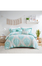 Load image into Gallery viewer, Intelligent Design Senna Comforter Set Twin/Twin XL Size - Aqua Blue/Gray, Damask – 4 Piece Bed Sets – All Season Ultra Soft Microfiber Teen Bedding - Great For Dorm Room and Girls Bedroom.