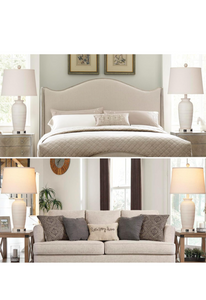 25" Farmhouse Jar Table Lamps Set of 2, 3 Way Touch Control Rustic Bedside Lamps with USB A+C Ports.