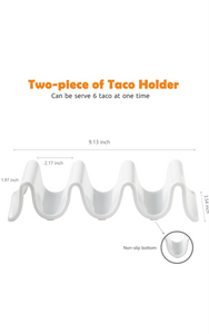 Taco Holders Set of 2, Porcelain Large Taco Tray with Handles, Reusable and Stackable Taco Plates, Perfect for Burritos and Tortillas Holder Handles, Oven & Microwave Safe. M