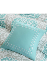 Intelligent Design Senna Comforter Set Twin/Twin XL Size - Aqua Blue/Gray, Damask – 4 Piece Bed Sets – All Season Ultra Soft Microfiber Teen Bedding - Great For Dorm Room and Girls Bedroom.