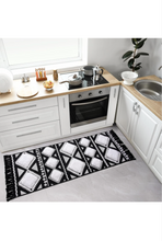 Load image into Gallery viewer, 2x6.5 Runner Rugs for Bedroom Bedside, Geometric Washable Hallway Runner Carpet, Farmhouse Tufted Woven Tassel Rug for Kitchen Bathroom Laundry Room Decor, Black/White