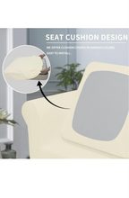 Load image into Gallery viewer, Easy-Going 2 Pieces Fleece Stretch Chair Sofa Slipcover Washable Sofa Couch Cover, Spandex Soft Fitted Furniture Protector, Kids, Pet, Dog (Chair, Ivory)