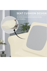 Easy-Going 2 Pieces Fleece Stretch Chair Sofa Slipcover Washable Sofa Couch Cover, Spandex Soft Fitted Furniture Protector, Kids, Pet, Dog (Chair, Ivory)