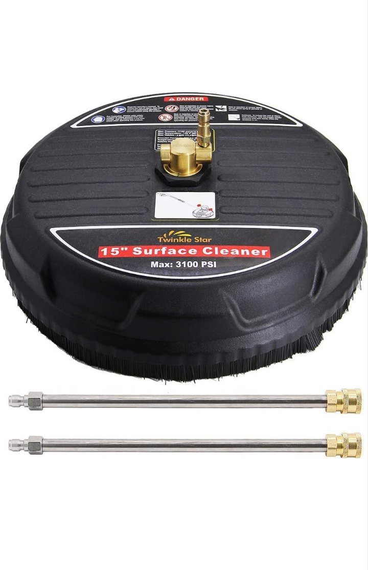 Twinkle Star Pressure Washer Surface Cleaner (15’‘, Black-3100PSI)