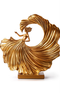 Gold Dancing Girl Statue Decor for Living Room, Luxury Sculptures for Shelf Bookshelf Coffee Table Decorations, Home Décor Accents for Bedroom Office, Gifts for Girls Women