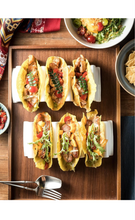 Load image into Gallery viewer, Taco Holders Set of 2, Porcelain Large Taco Tray with Handles, Reusable and Stackable Taco Plates, Perfect for Burritos and Tortillas Holder Handles, Oven &amp; Microwave Safe. M