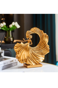 Gold Dancing Girl Statue Decor for Living Room, Luxury Sculptures for Shelf Bookshelf Coffee Table Decorations, Home Décor Accents for Bedroom Office, Gifts for Girls Women