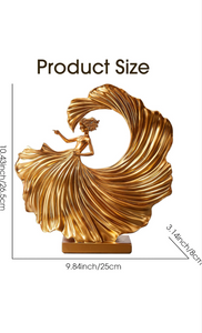 Gold Dancing Girl Statue Decor for Living Room, Luxury Sculptures for Shelf Bookshelf Coffee Table Decorations, Home Décor Accents for Bedroom Office, Gifts for Girls Women