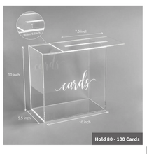 Load image into Gallery viewer, Clear Acrylic Card Box w/Slot, Thick DIY Wedding Box Blank No Print, Large 10x10x5.5 in, for Reception Decoration Fundraiser Money Box Election Ballot Graduation Keepsake Party Favor