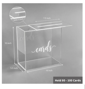 Clear Acrylic Card Box w/Slot, Thick DIY Wedding Box Blank No Print, Large 10x10x5.5 in, for Reception Decoration Fundraiser Money Box Election Ballot Graduation Keepsake Party Favor