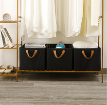 Load image into Gallery viewer, Furnhome 3 sets Black Storage Bins for Closet / Shelves, 2-Pack Large Storage Basket for Organizing with Metal Frame, Flodable organizing baskets for shelves.