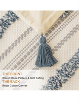 Load image into Gallery viewer, Boho Throw Pillow  20x20 Set of 2 Woven Tufted Farmhouse Pillows Cover with Tassels Textured Striped Cushion Case Neutral Pillow Cases Decorative Pillowcase for Sofa, Bed, Dark Blue
