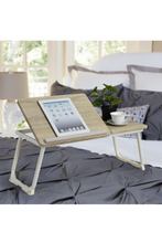 Load image into Gallery viewer, Laptop Bed Table with Foldable Legs, Folding Table Adjustable Trays, Reading Book Holder Laptop Tray for Bed, Sofa,Terrace,Carpet