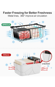 Freezer Organizer Bins - 4 Pack Small Stackable Deep Freezer Organizer Bins for 7 Cu.Ft Freezers Easy Get Bottom Foods without Digging, Chest Freezer Organizer Prevent Frozen Food Waste, Black