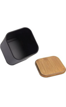 Load image into Gallery viewer, Juvale Coffee Tea Sugar Container Set - Black Iron Kitchen Canister Set with Bamboo Lids (3 Pieces, 48 oz)