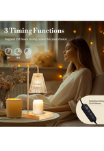 Load image into Gallery viewer, Candle Warmer Lamp with Timer Dimmer, Mothers Day Birthday Gifts for Mom Women Friend Sister, House Warming Gifts New Home Room Decor, Wax Melt Warmer with 2 Bulbs for Jar Candles.
