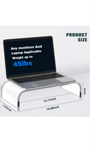Load image into Gallery viewer, Acrylic Computer PC Laptop Monitor Stands Riser Clear 15” Desk Space Saving Stand Organizer Anti Cat Keyboard Protector Compatible with HP Acer LG Apple 13inch 14inch Laptops TVs &amp; other Electronics