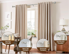Load image into Gallery viewer, Antique Silver Curtain Rods for Windows 72 to 144 Inches(6-12ft), 1 Inch Long Curtain Rod 32 to 144 Inches, Heavy Duty Decorative Single Drapery Rods, Square End