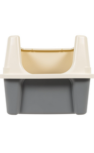 Large Cat Litter Box with High Sides, Open Top, Scoop not included, 19 x 15 x 11.75 inches, Grey/Beige