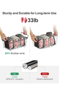 Freezer Organizer Bins - 4 Pack Small Stackable Deep Freezer Organizer Bins for 7 Cu.Ft Freezers Easy Get Bottom Foods without Digging, Chest Freezer Organizer Prevent Frozen Food Waste, Black
