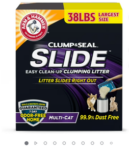 ARM & HAMMER Clump & Seal SLIDE Cat Litter, Easy Clean-up Multi-Cat Clumping Litter, 38 lbs